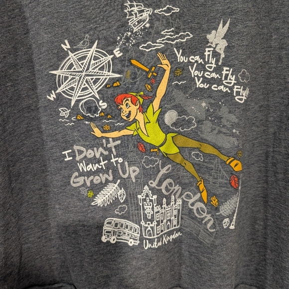Disney Parks Peter Pan Raw Edge Hi-Low Short Sleeve Shirt in Size XXL - Picture 5 of 6